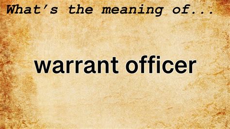 Definition of Warrant Officer